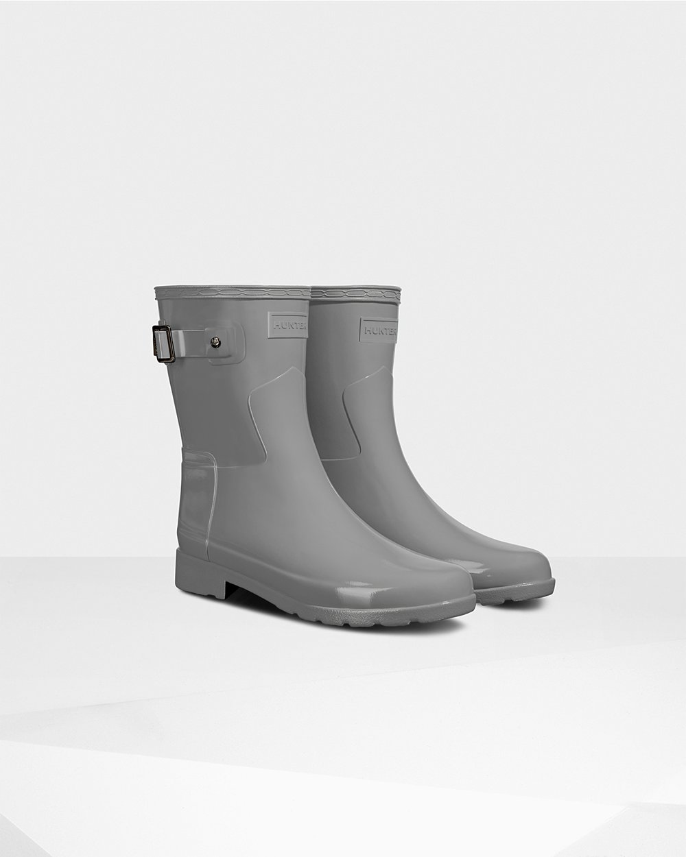 Botas de Lluvia Cortas Hunter Mujer - Refined Slim Fit Gloss - Grises - XGBCVRY-57